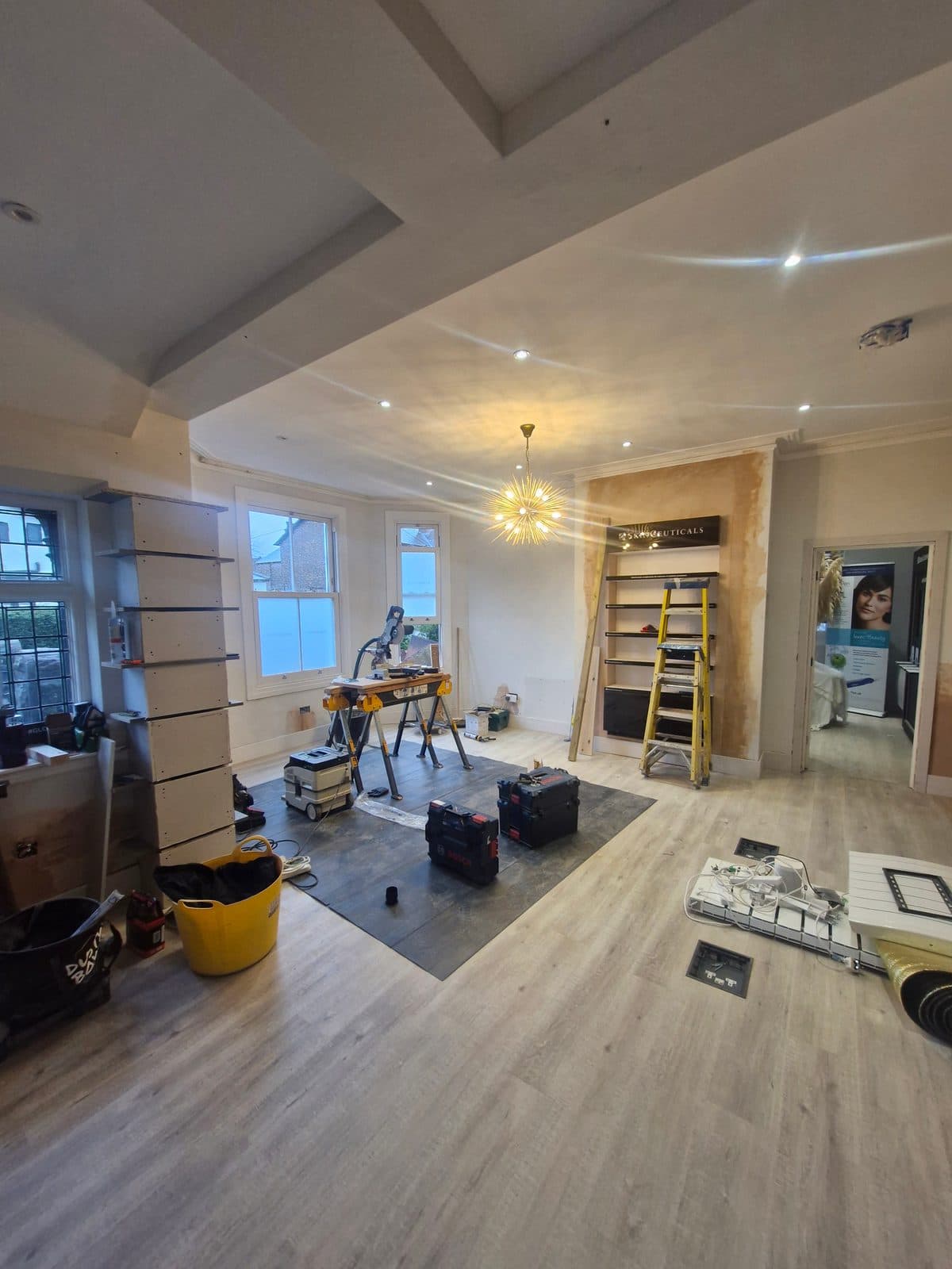 The Bank Medi Spa space mid-renovation in Hale