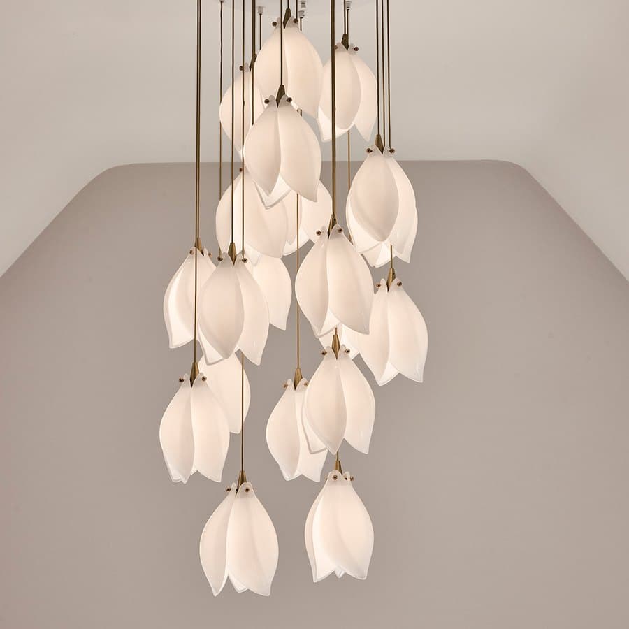 The bespoke tulip pendant light in the girl's bedroom