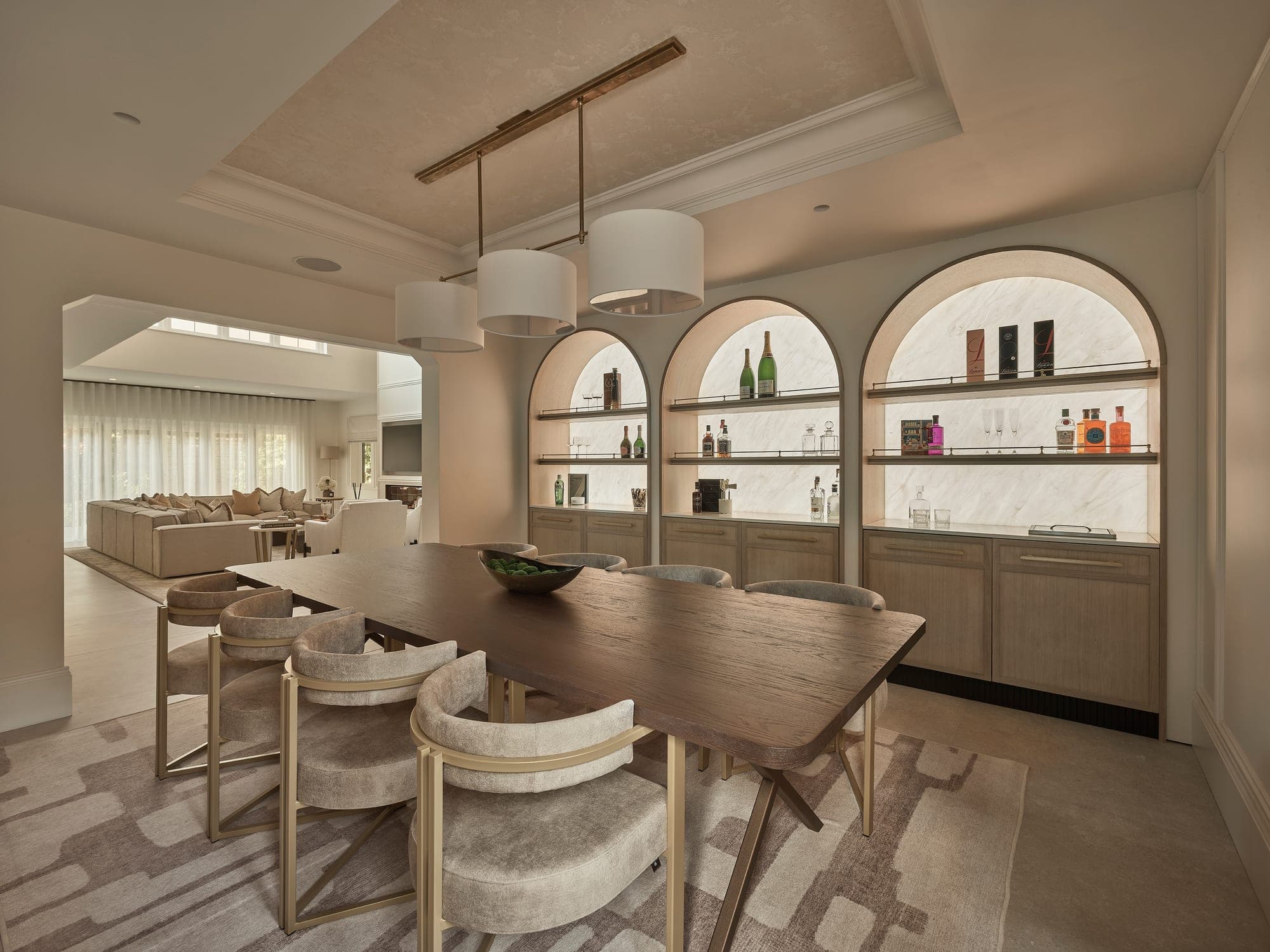 The finished bar with arched alcoves at the Prestbury family home